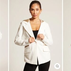 Blanc Noir White Blazer with Tan Accents